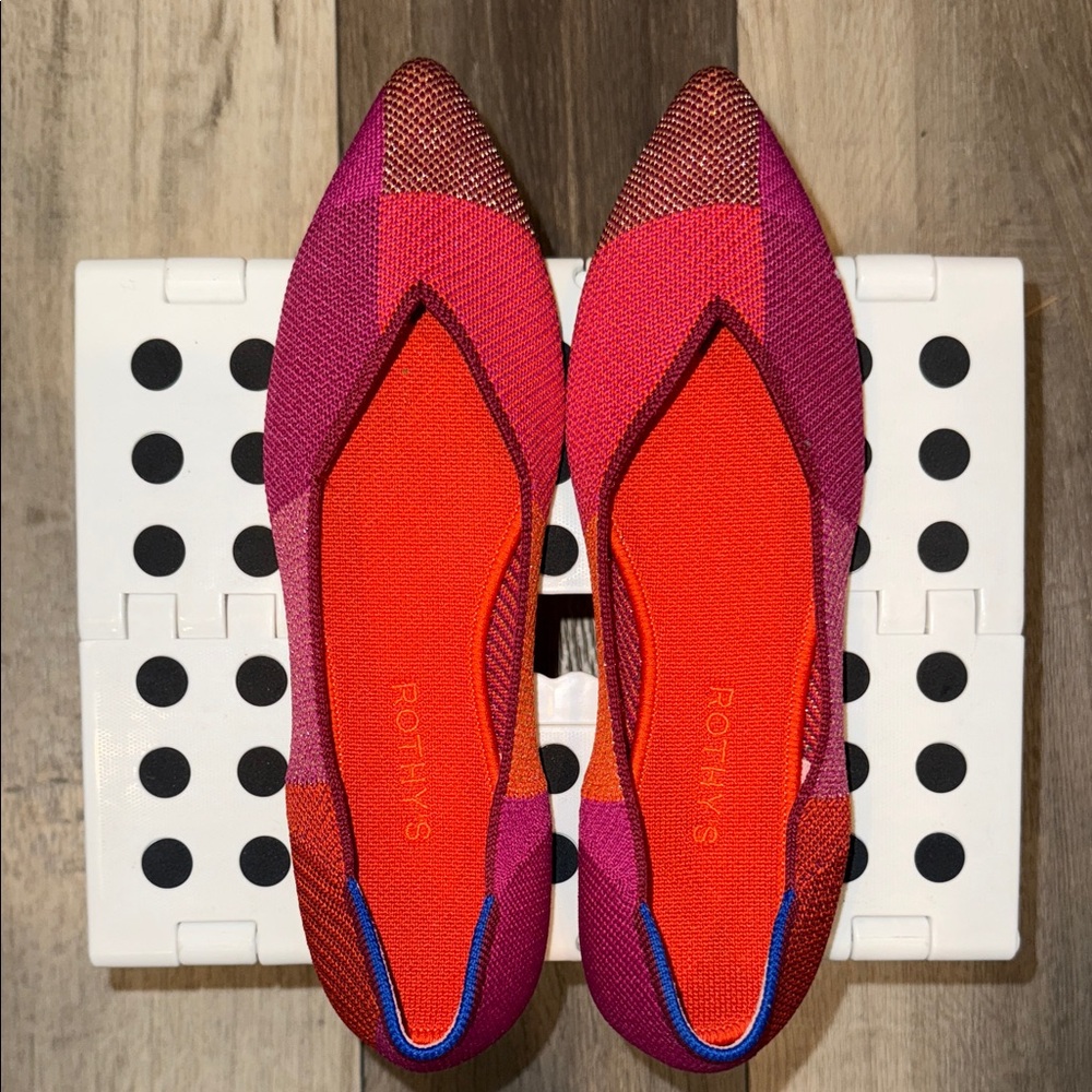 Rothy's Women's Vibrant Pink Magenta and Metallic Flats